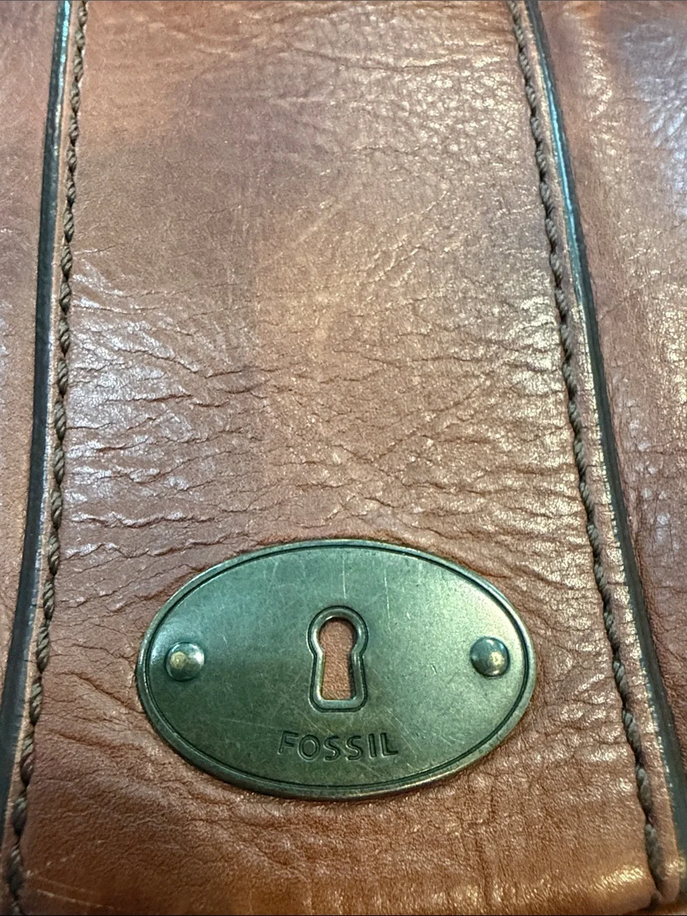 Fossil Circle Oval Crossbody Purse Brown Cognac - C61-016